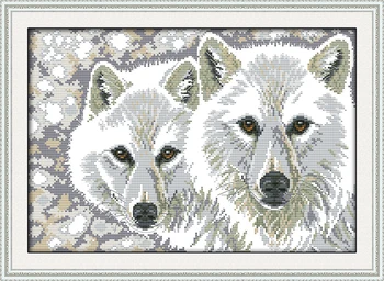 

Wolf brothers Funny gifts Home Decor Cross Stitch Kits Printed Canvas DMC Counted Cross-stitch set Chinese Embroidery Needlework
