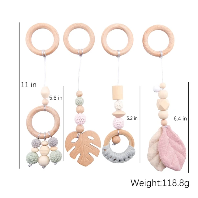 1Set Play Gym Wood Sensory Mobile Rattle Baby Toys Nordic Room Decoration Gift Infant Photography Prop Baby Rattles for Stroller 2