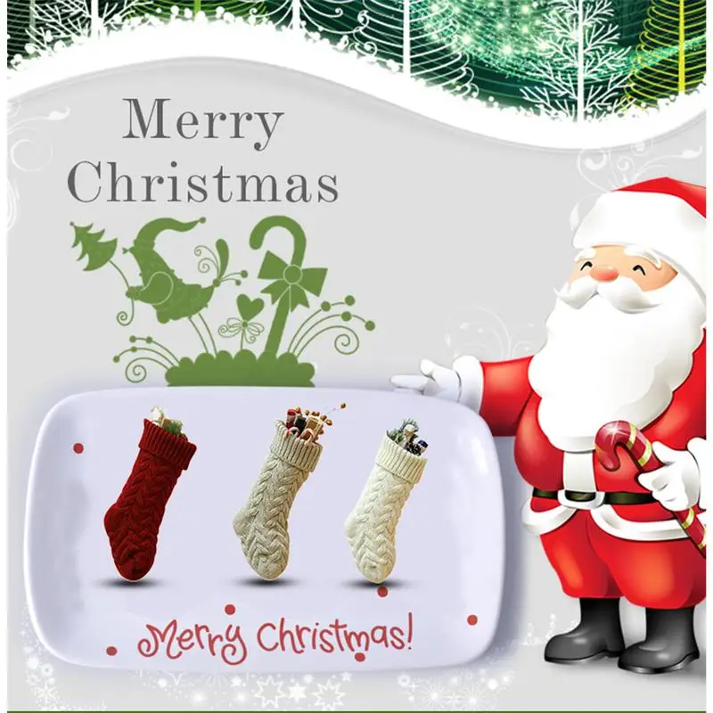 Рождественский вязаный шерстяной носок висячий Кулон Подарочная сумка цветок конопли маленькая Конфета Рождественские Чулки Подарки