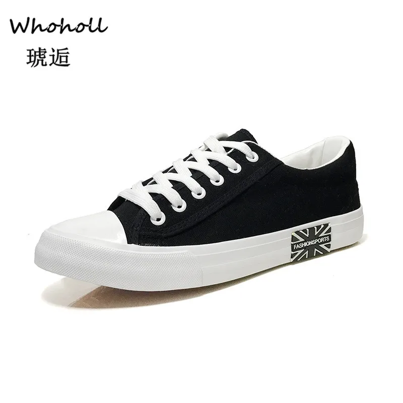 

Whoholl Men's Vulcanize Shoes Lace-up Fashion Printed Canvas Shoes Spring Autumn Flat Black Red Blue Casual Shoes Male Sneakers