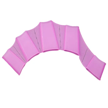 

1 pair Silicone Hand Swimming Fins Flippers Swim Palm Finger Webbed Gloves Paddle, Rose Red M
