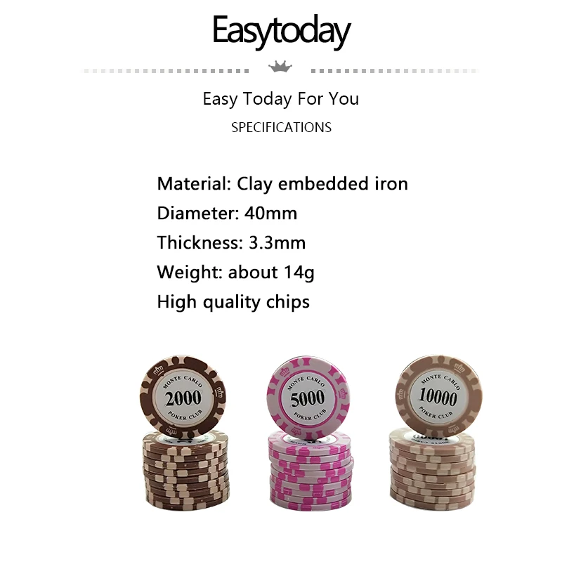 Easytoday 25 قطعة/المجموعة الطين البوكر رقائق مجموعة 14 ألوان الوجه قيمة عملات القمار تكساس هولدم بوكر الترفيه بوكر رقائق