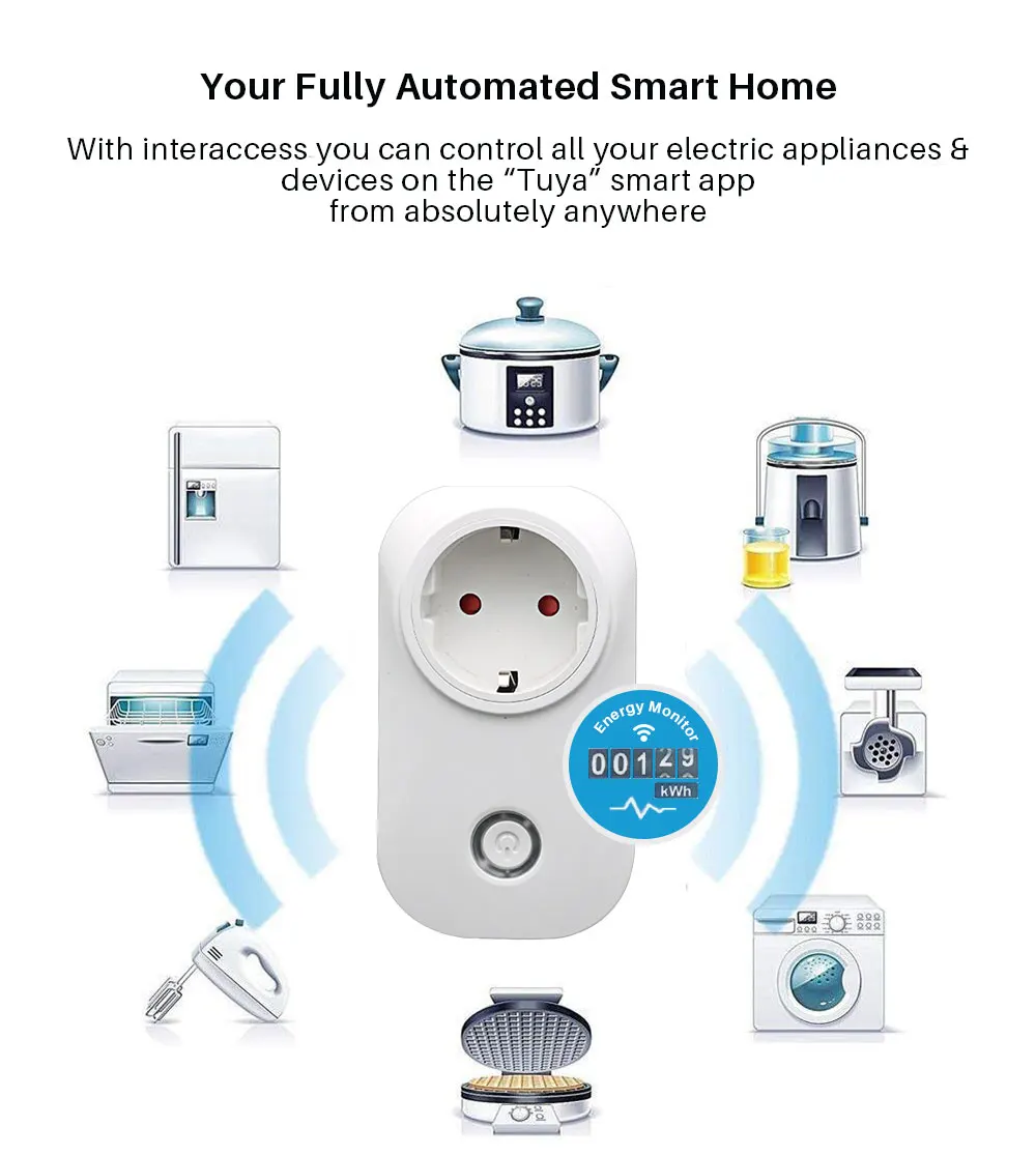 WiFi Smart Socket Power outlet Multi Brazil Plug With Energy Monitor Tuya APP Control Compatible with Alexa and Google Home