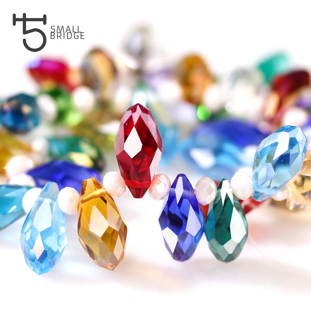 Rakousko Vícebarevná skleněná teardrop korálky pro šperky Tvorba náhrdelník Diy doplňky Figurální korálky Briolette Korálky Velkoobchod