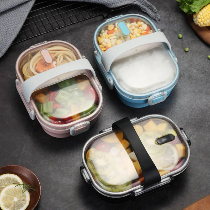 

Thermal Insulation 1PC Food Container Leak-proof Japanese Style Lunch Box Stainless Steel Portable Bento Boxes Camping Supplies