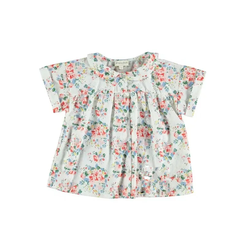 SHIRT Блузка для девочек, детская блузка, короткие комплекты одежды из 2 предметов, рубашки для девочек с цветочным узором, Детская клетчатая рубашка, шерстяной для девочки LIENE - Цвет: SHIRT