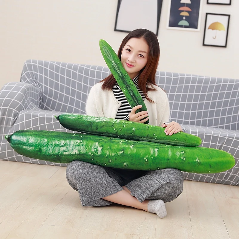 70/110cm Huge Funny Simulation Cucumber Plush Toy Stuffed Cute Fruits Pillow Funny Kids Children Christmas Gift Doll 1pc