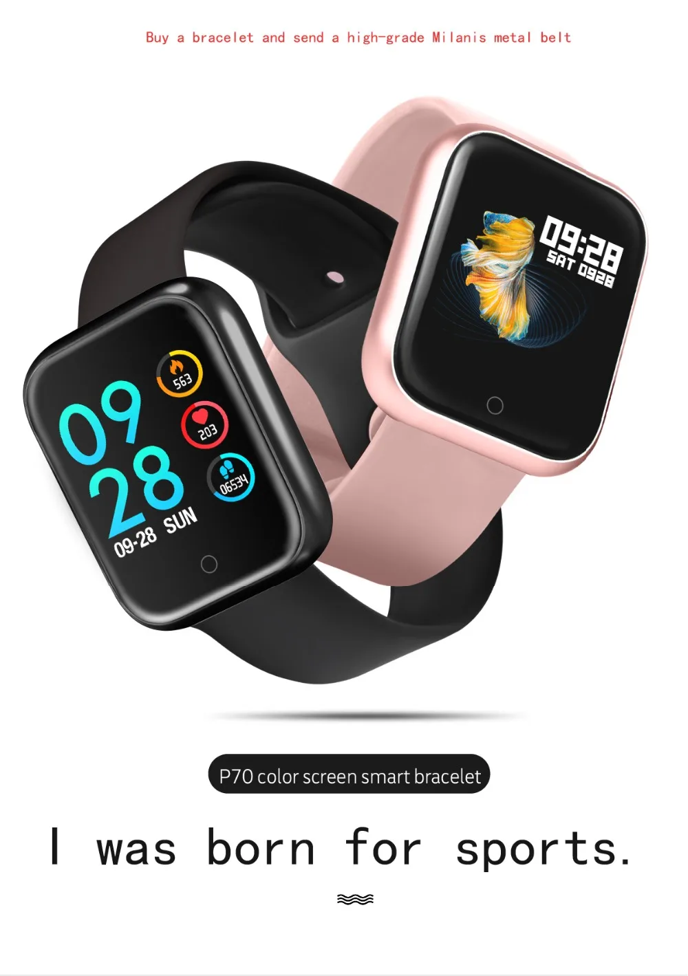 COXNAG P70 Смарт-часы 1,3 дюймов ips цветной экран IP68 профессиональный водонепроницаемый кровяное давление фитнес часы для Android IOS Apple