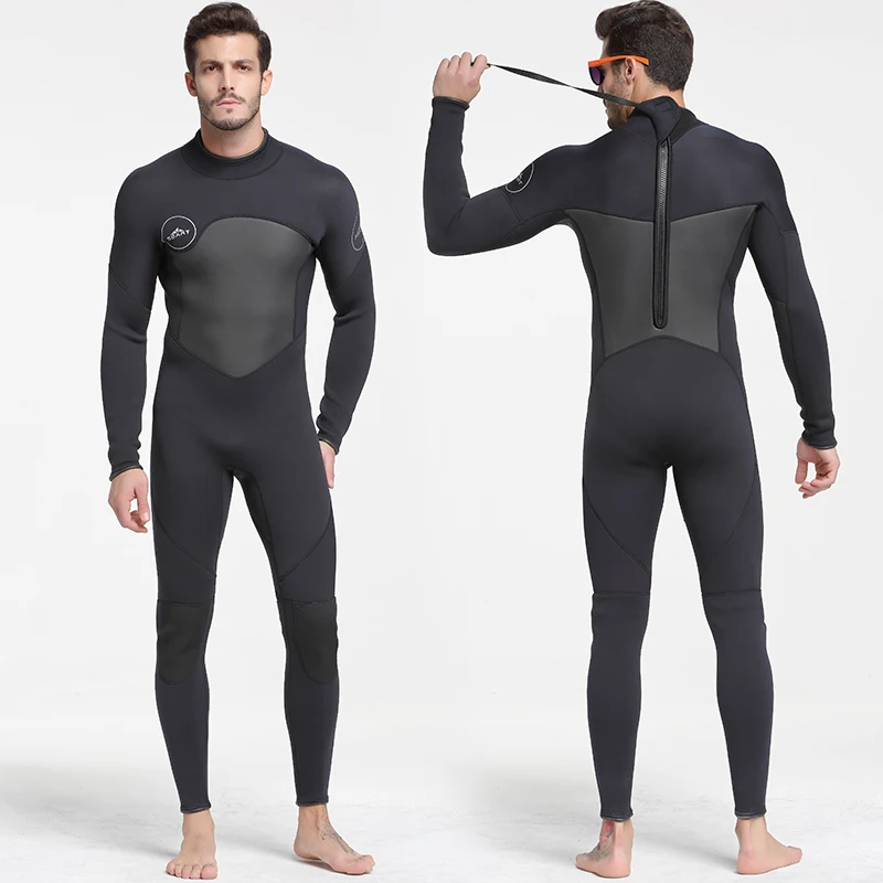 Mens Full Wetsuit Thermal Diving Wet Suit Jumpsuit with Long Sleeve Back Zip 