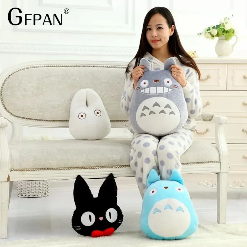 GFPAN 1 шт., супер забавная семейная Подушка Totoro, мягкая подушка в виде животного, украшение для дома, милая серая, белая, синяя, черная детская подушка Totoro