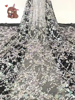 

Sophia-5.2202 Hot selling african sequins lace fabric tessel fringel embroidered tulle mesh lace fabric
