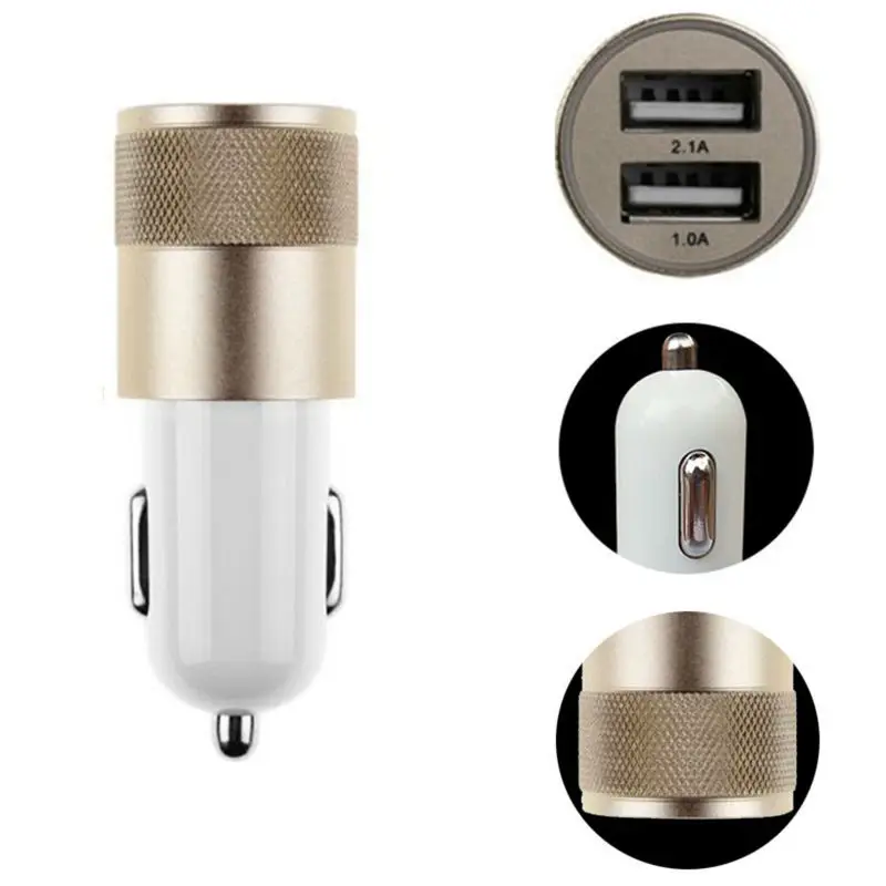 Car Charger Dual 2 Port USB Car Charger For  iPhone 6 6s plus 7 plus 2.1A 1A Aluminum alloy car-charger For Samsung Galaxy S5 S6