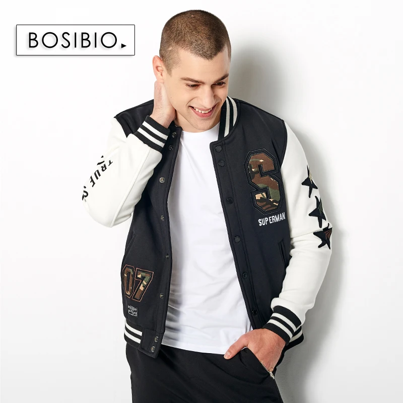 

Mens Baseball Jacket 2017 Spring Autumn College Uniform Casual Stand Collar Black Cotton Male Overcoat High Quality 8021