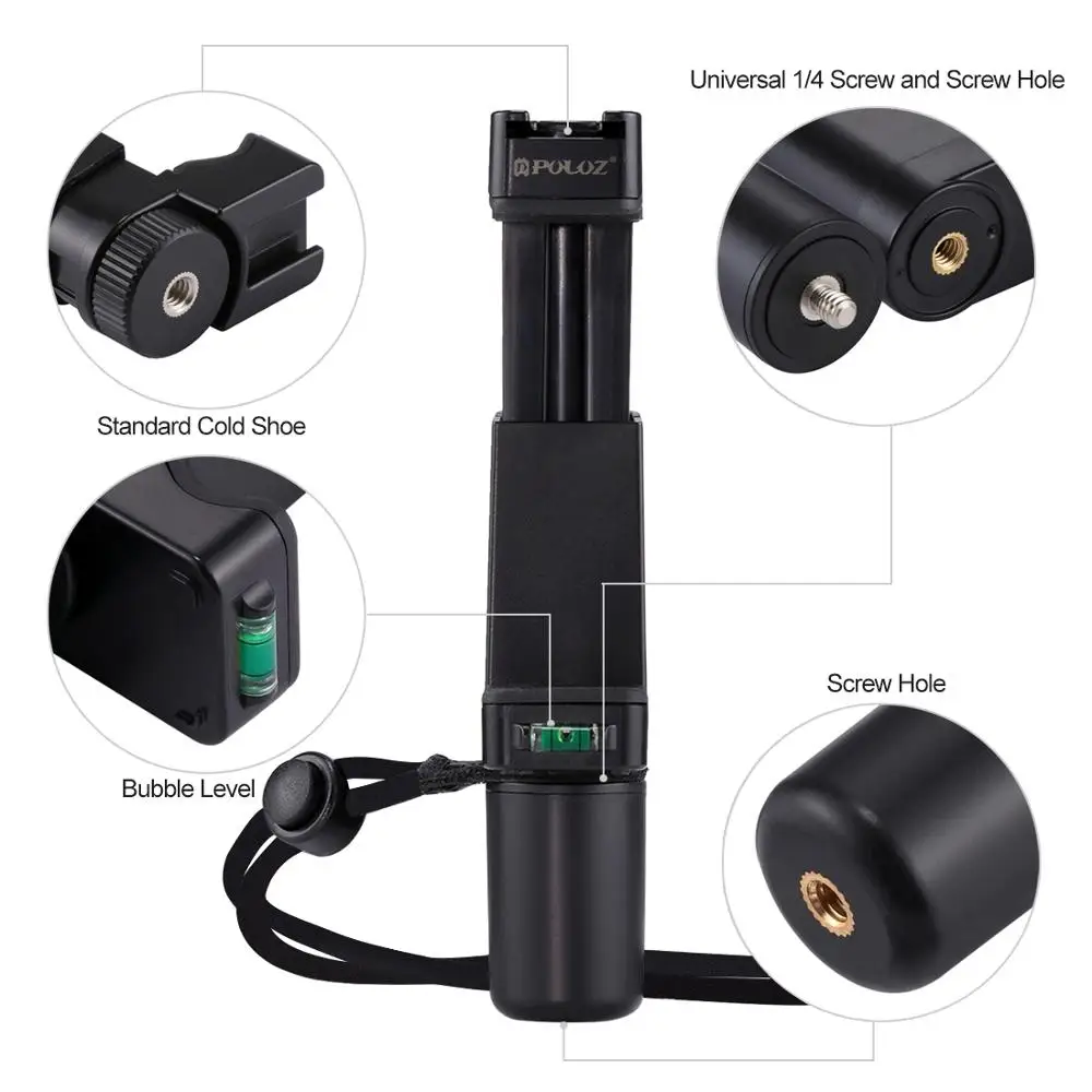 PULUZ F-Mount Smartphone Grip Handle Rig with Wrist Strap, Tripod Mount Adapter & Cold Shoe Mount for Led Video Light and Microp