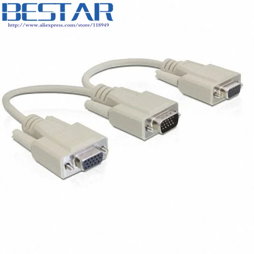 splitter VGA SVGA RGB Male to 2 VGA HD 15 Female Splitter Adapter