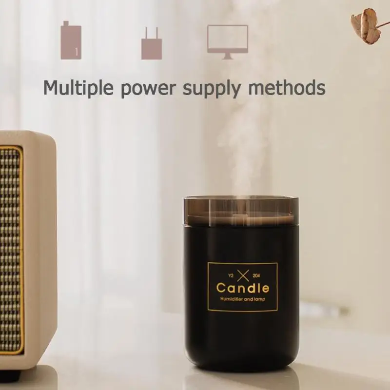 

280ML Ultrasonic Air Humidifier Cool Candle Romantic Soft Light USB Essential Oil Diffuser Car Purifier Aroma Anion Mist Maker
