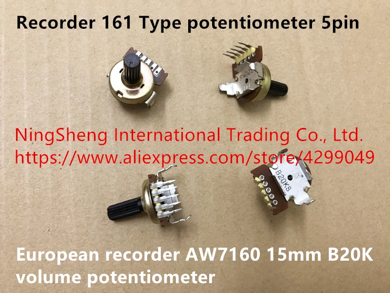 

Original new 100% recorder 161 Type potentiometer 5pin European recorder AW7160 15mm volume potentiometer B20K (SWITCH)