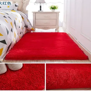 

Bedroom bedside carpet living room coffee table sofa floor mat solid color plush Thickened washed silk hair non-slip blanket