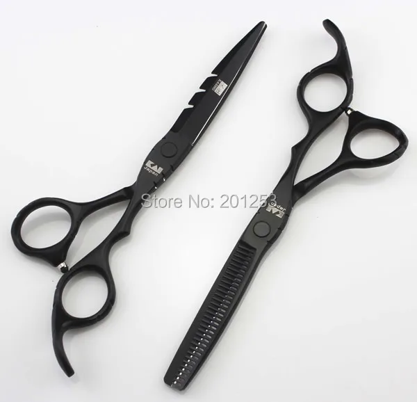 

6.0" 5.5" Kasho Black Professional Human Hair Scissors Set Japan Hairdressing Hair Cutting Thinning Shears Styling Tool LZS0159
