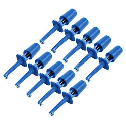 

10 x Plastic Multimeter Test Hook Clip Grabber Blue 1.6" for PCB SMD IC