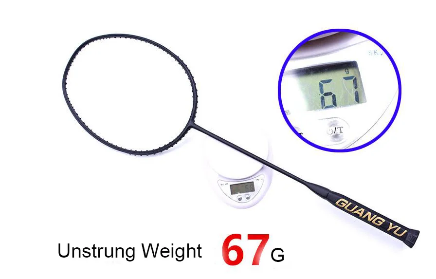 1 unid zarsia 7u 67g G6 negro ultraligero Bádminton raqueta, Bádminton raqueta calidad de carbono 28lbs