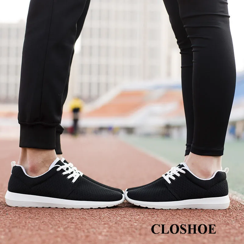 

CLOSHOE Autumn Men's Shoes Low Top Net Shoes Lovers Running Shoes Breathable Net Cloth Loafers Height Increasing