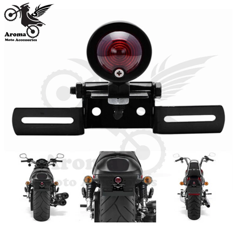 Motorcycle LED Tail Brake Light License Plate Holder Relocator For Cafe Racer