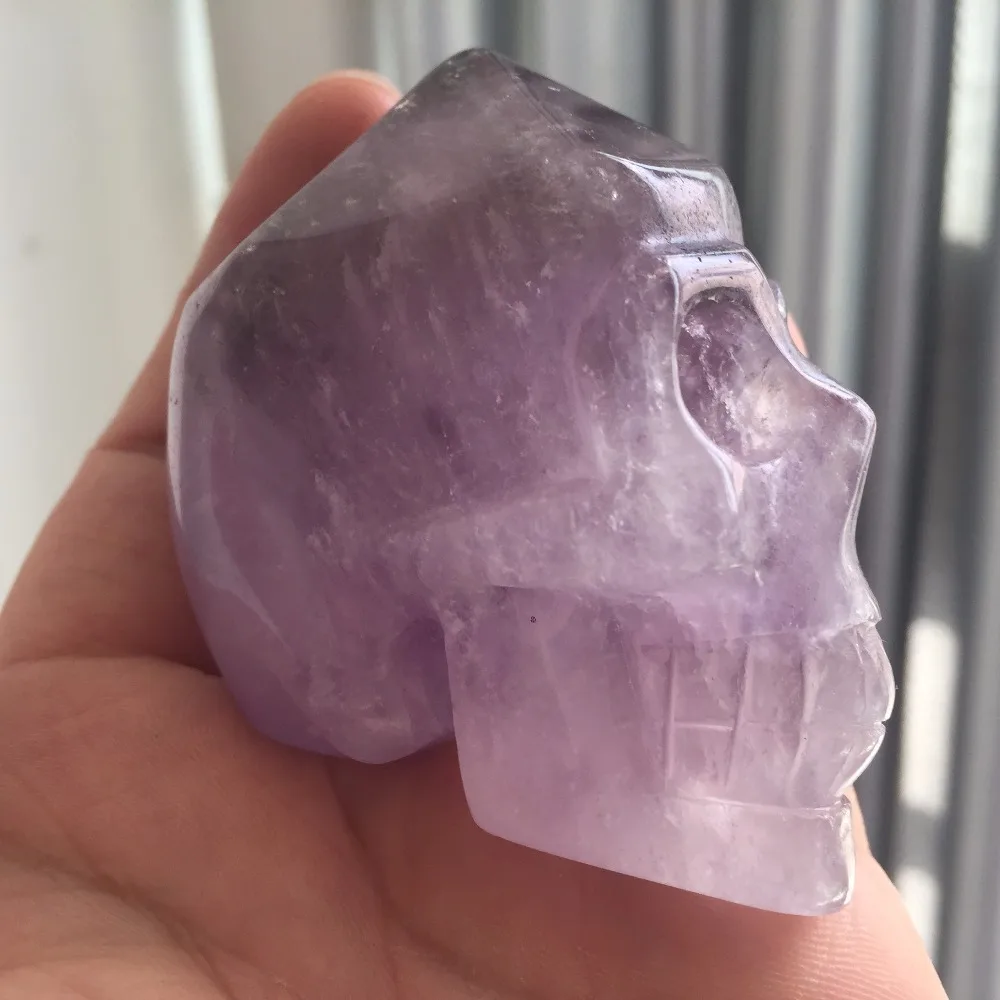 AMSK10 (201g) 100 Natural clear AMETHYST CRYSTAL SKULL HEALING