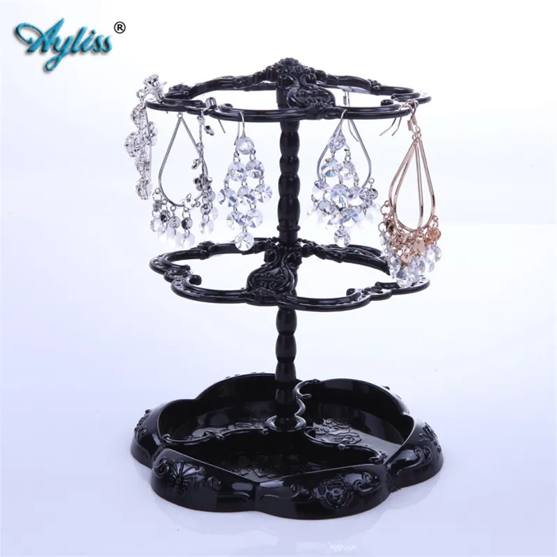 

Ayliss New Fashion 72 Holes Earring Display Shelf Jewelry Holder Plastic Stand Frame Trendy Rack Hanger Rotate Mother's Day Gift