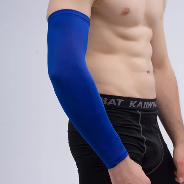 Мужская спортивная экипировка t удлиненная баскетбольная налокотница веломайка гетры защитные рукава Защита для бега фиксатор для руки - Цвет: Blue