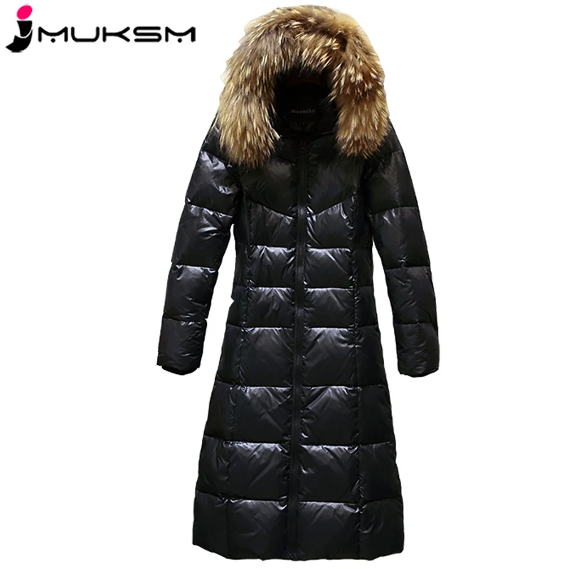 Большой размер, зимнее женское пальто с капюшоном, меховой воротник, парка, высокое качество, перо, хлопок, теплая зимняя женская куртка, верхняя одежда, YZ347