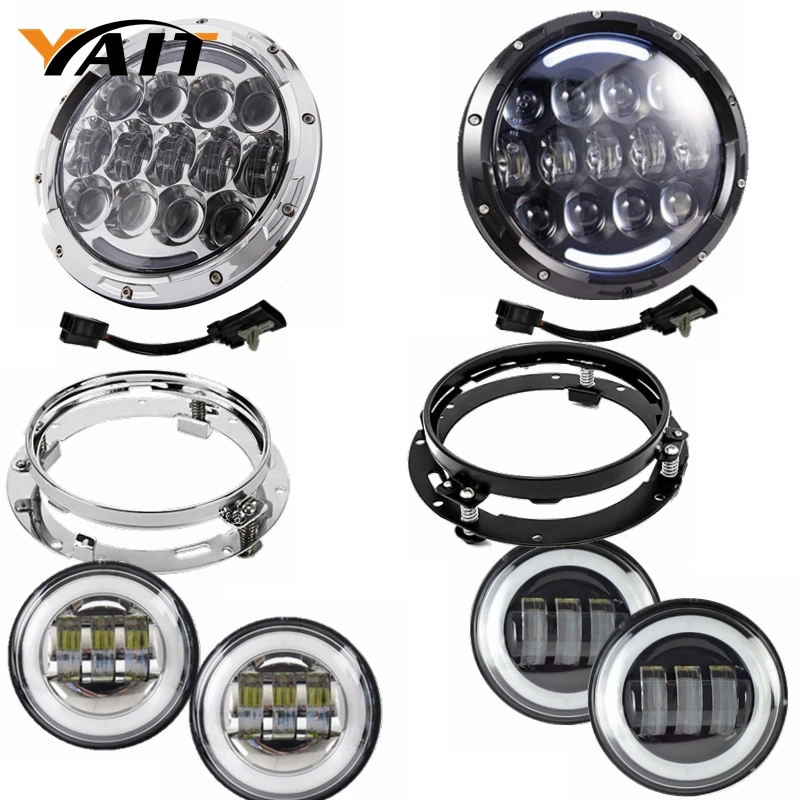 

Yait 4-1/2 LED Fog Lights and Bracket Mounting Ring for Road Glide with Motorcycle 7" LED Headlight