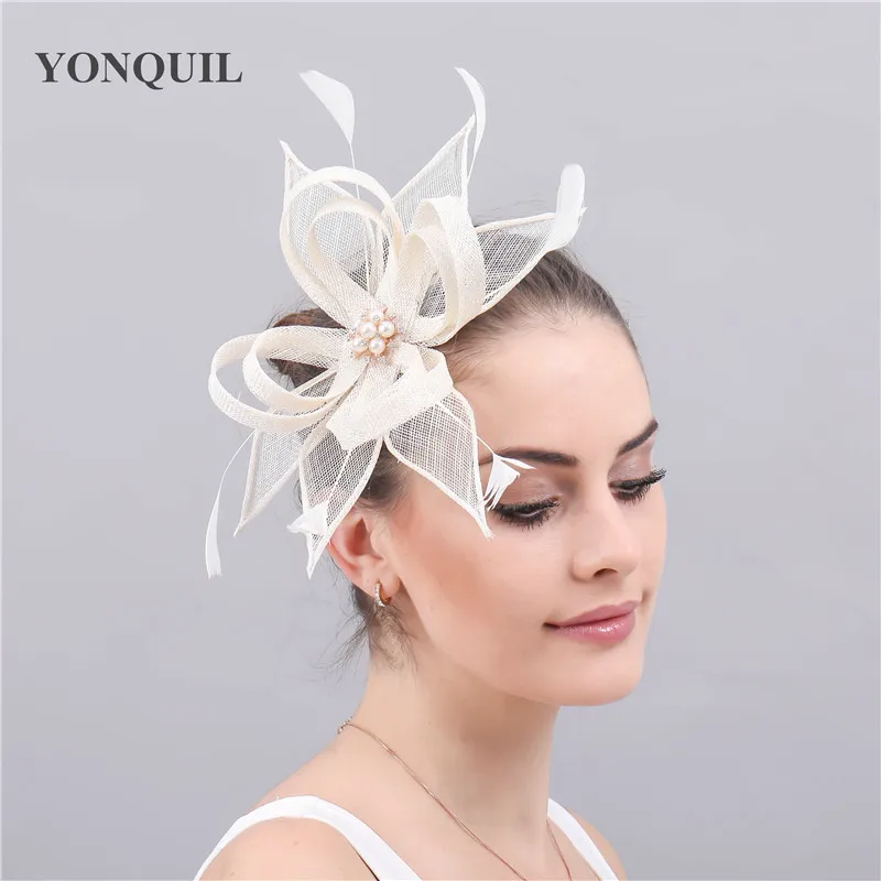 Модные millinery материал Sinamay вуалетки головные уборы т-платформа аксессуары для волос грил вечерние шляпы Костюм для всех сезонов SYF612