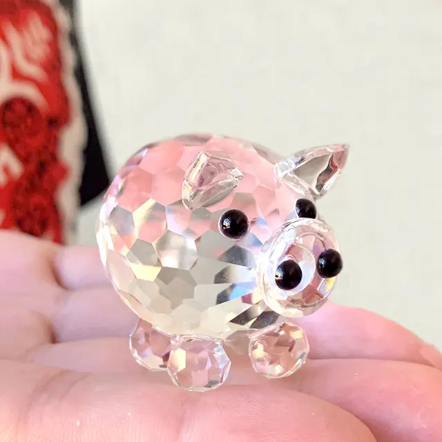 透明なガラスの豚の置物,かわいいクリスタルの豚の置物,文鎮 