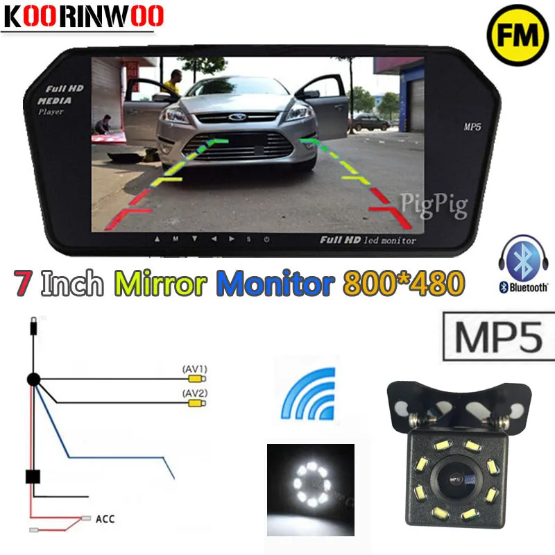 

Koorinwoo Parking Wireless Car rear view camera Reversing Car Monitor Mirror 1024*600 Bluetooth FM MP4/MP5 Display Digital Video