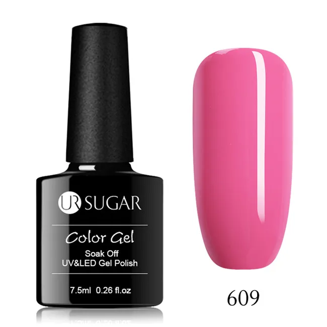 Ur Sugar 7,5 мл Гель-лак розовый красный цвет дизайн ногтей маникюр Гибридный верниш Полупостоянный УФ-гель Краска Лак для ногтей - Цвет: 609