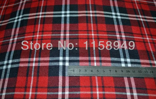 Tartan Poly Cotton Scottish Red Black Plaid Fabric Cloth Per Tartan Poly Cotton Scottish Red Black Plaid Fabric Cloth Per Metre Free Shipping