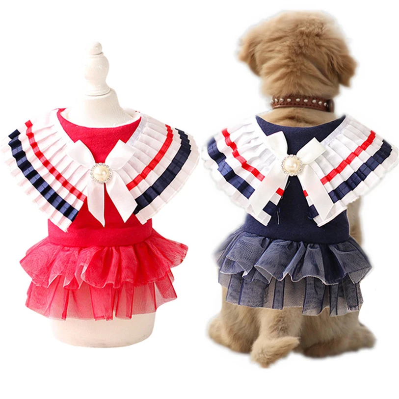 Autumn/Winter Dog Dresses Puppy Jumpsuit Dress XS L Cotton Clothes For