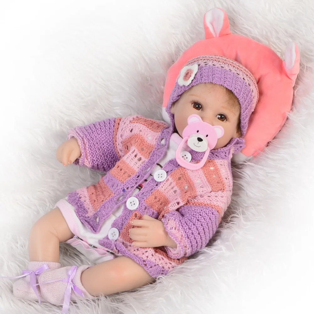 

Wholesale Collectible 17 Inch Reborn Babies Lifelike Soft Silicone Newborn Doll Real Touch Girl For Kids Birthday Christmas Gift