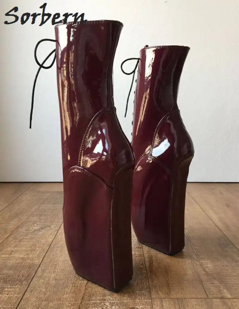 burgundy shiny boots
