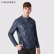 CARANFIER Men Warm Breathable Leather Jacket High Quality Windproof Soft Male Motorcycle Rider Businessmen Style M