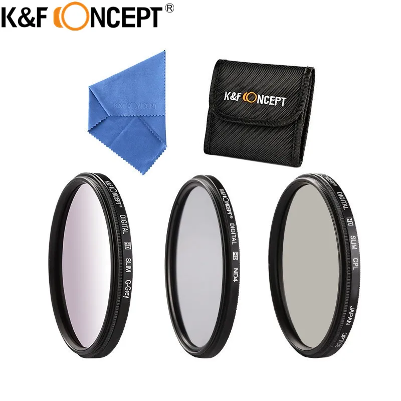 K&F CONCEPT 77mm G Grey ND4 CPL Polarizing Lens Filter Kit For Canon