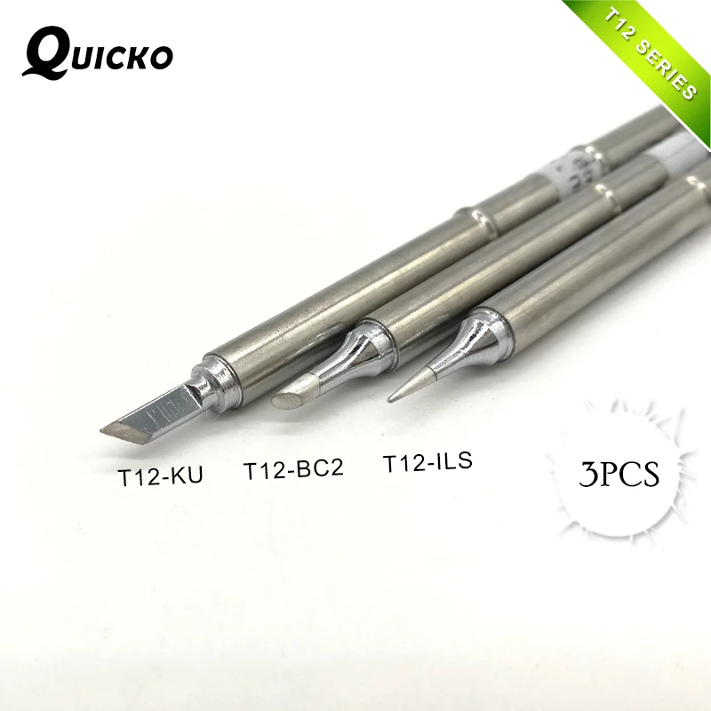 Newest 3Pcs/Set T12-KU BC2 ILS Solder Iron Tips for Soldering Rework Station FX-951 FX-952 portable stick welder