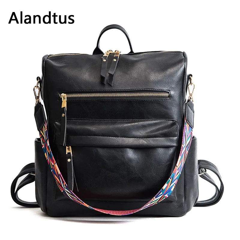 

Alandtus Preppy Style Women Backpack Girls School Bags Large Capacity Female Bagpack Ribbons Ladies Backpacks Mochila Feminina