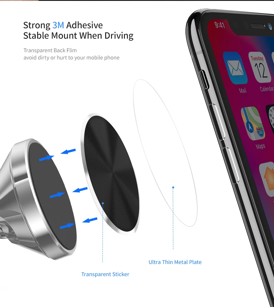 Железные наклейки FLOVEME для магнитного автомобильного держателя телефона, Универсальная металлическая пластина для крепления, магнитный автомобильный держатель, железные листы для iPhone X 7