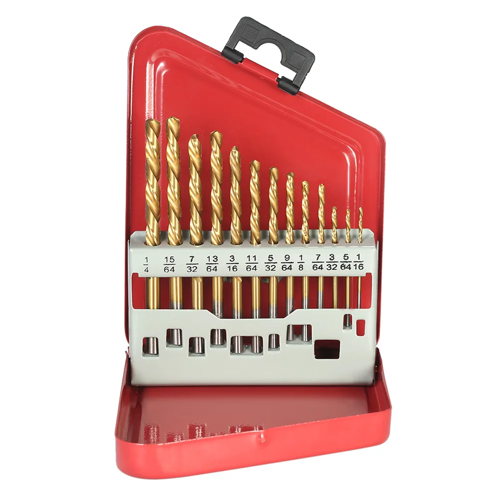 

13pcs Left Handed Drill Bit Set M2 HSS extractor with Titanium Nitride Coating (1/16" - 1/4") power tools accessories