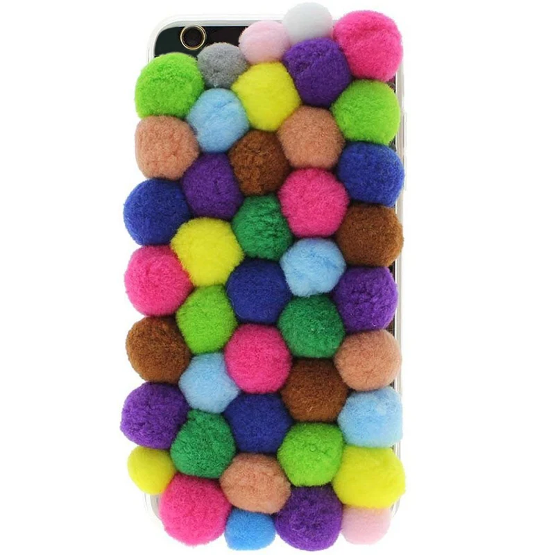 

Colorful 3D Plush Balls Style Soft Phone Skin Case Cover for iPhone 7 8 XS XR,Rainbow Colour,Green_Grey_White,Pink_Grey_White,