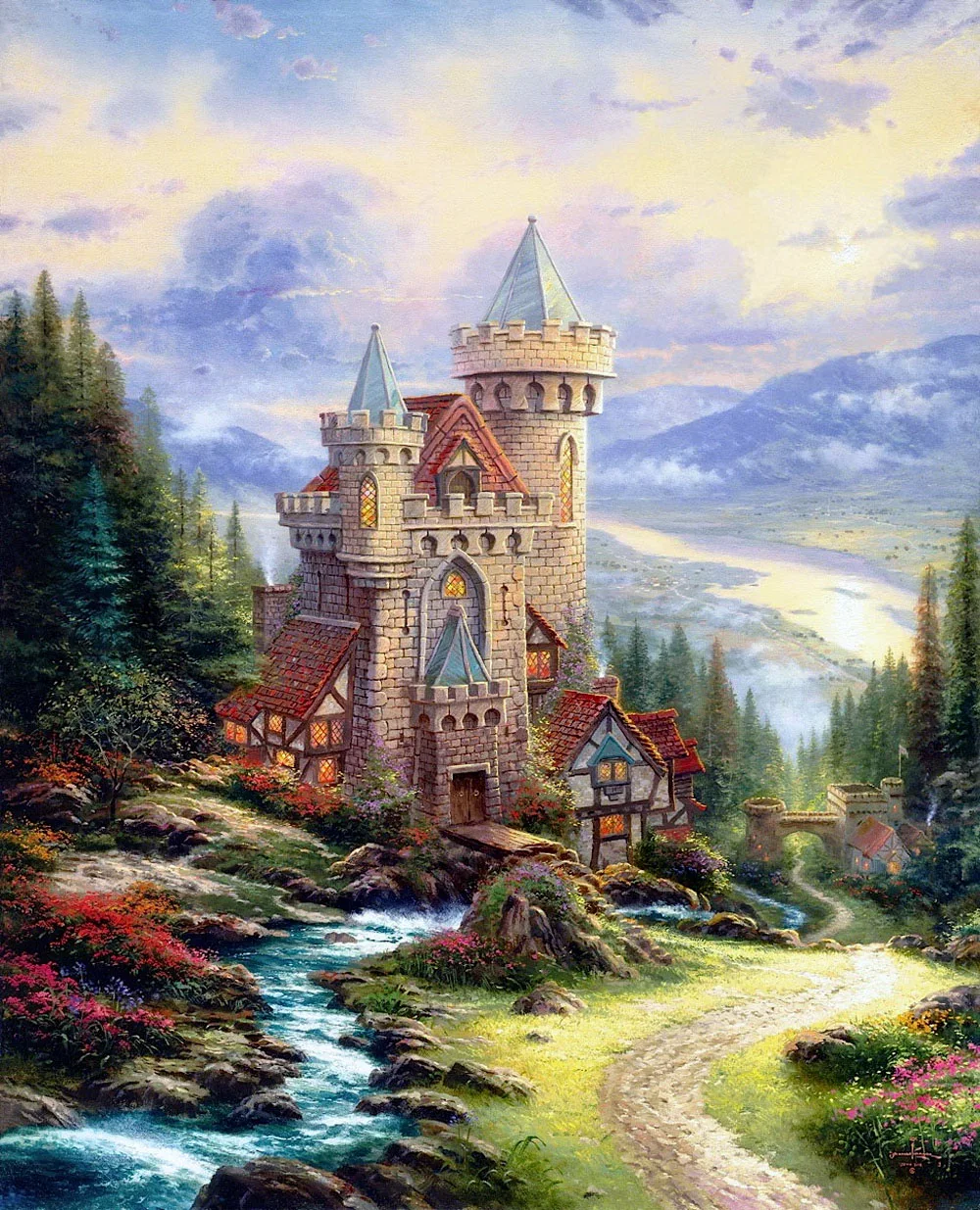 Fantasy Castle Landscape Abstract Oil Painting Modern Wall Art Picture On Canvas Spray Painting
