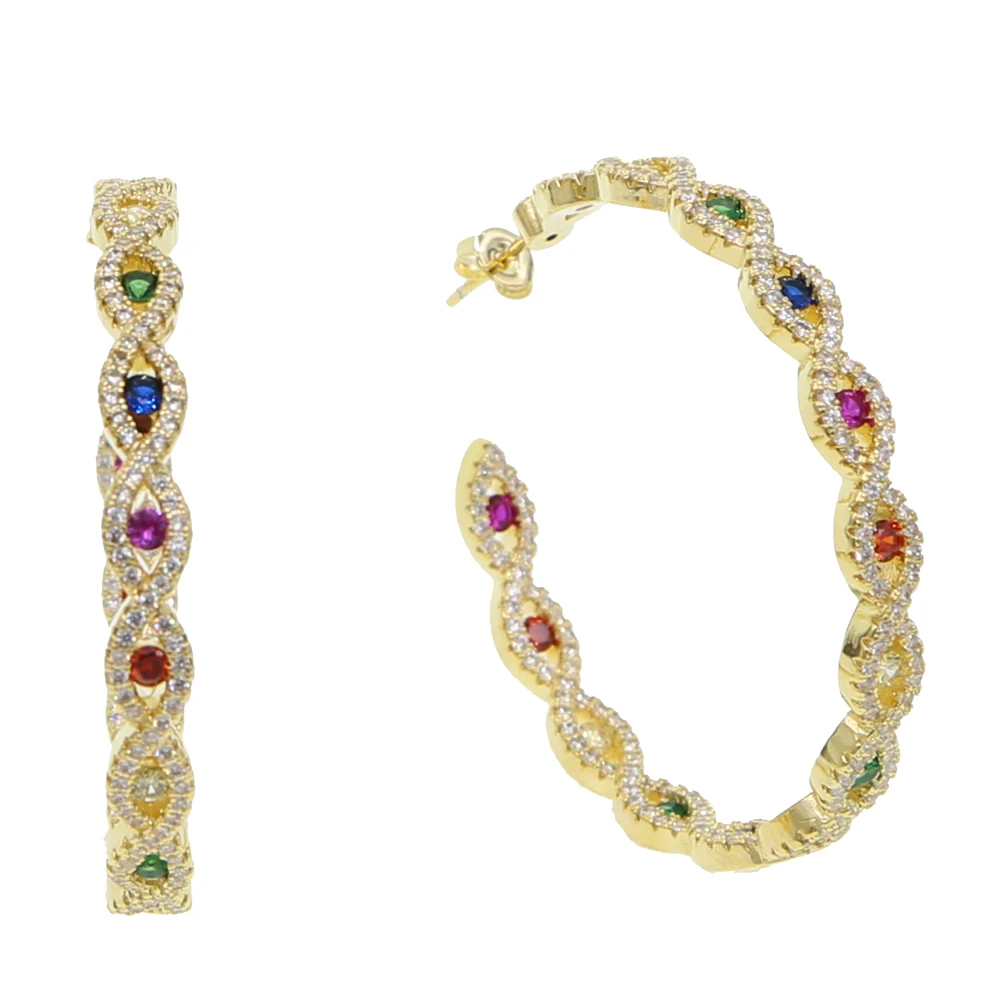 

Fashion Trendy Stunning sparking bling cz evil eye Hoop Earrings For Women Jewelry Fashion Statement Earrings Accessories Hot