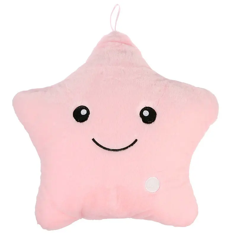 Романтический 7 цветов, меняющий светодиодный свет, милая звезда, светящаяся мягкая подушка игрушка в подарок - Цвет: Розовый